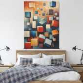 空中絵を描に浮いている立方体 キャンバスプリント (インサイチュ (寝室))