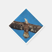 空中逃走中の亜成体ハゲ鷲 スタンダードカクテルナプキン (角)