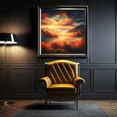 空中雲山水赤い木と黒雲海 ポスター