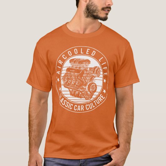 空冷エンジンのクラシックカー Tシャツ (正面)