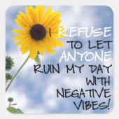 空前向きにヒマワリを持つ文字 スクエアシール (正面)