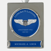 空力パイロットウイングカスタム文字 シルバープレートバナーオーナメント (正面)