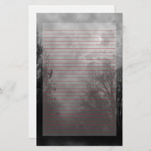 空幽霊のよく出る文房具（赤い線） 便箋 (正面/裏面)