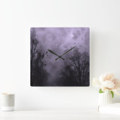 空幽霊のよく出る紫ミストウォールクロック スクエア壁時計 (ホーム)