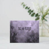 空幽霊のよく出る紫ミストカスタムRSVPポストカード インビテーションポストカード (スタンド正面)