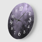 空幽霊のよく出る紫ミストホワイトナンバーウォールクロック ラージ壁時計 (傾斜)
