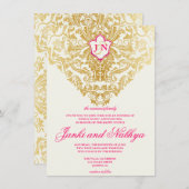 空想によっては金インドのアラビア結婚式が活気づきます 招待状 (正面/裏面)