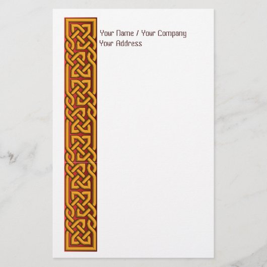 空想によって満たされるケルト結び目模様の金ゴールド 便箋 (正面)