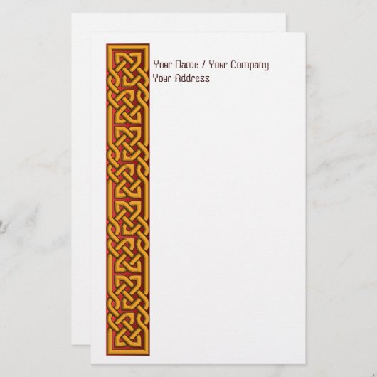 空想によって満たされるケルト結び目模様の金ゴールド 便箋 (正面/裏面)