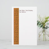 空想によって満たされるケルト結び目模様の金ゴールド 便箋 (スタンド正面)