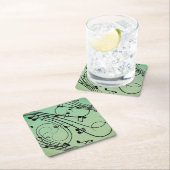 空想のノート緑音楽デザイン スクエアペーパーコースター (インサイチュ)