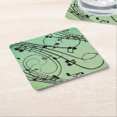 空想のノート緑音楽デザイン スクエアペーパーコースター (アングル)