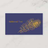空想は孔雀の羽のエレガントな金ゴールド海軍に羽毛をつけます 名刺 (裏面)