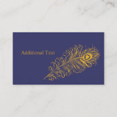 空想は孔雀の羽のエレガントな金ゴールド海軍に羽毛をつけます 名刺 (裏面)