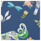 空想的なユニコーンとトンボ ファブリック (クローズアップ)