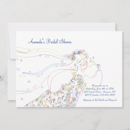 空想的な花嫁のブライダルシャワーの招待 招待状 (正面)