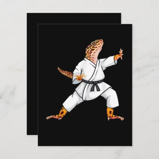 空手おもしろいの侍をするヒョウのケッコ サンキューカード (正面/裏面)