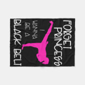 空手おもしろいシャツガールブラックベルト武術アーツギ フリースブランケット (正面(横))