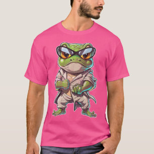 空手おもしろいスーツのカエルのおもしろいカエル Tシャツ