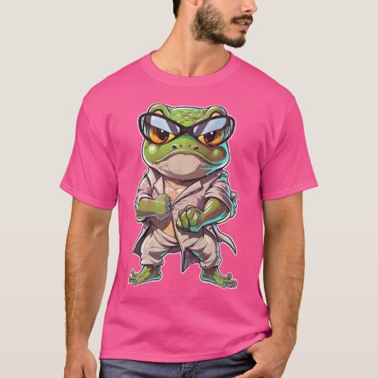 空手おもしろいスーツのカエルのおもしろいカエル Tシャツ (正面)