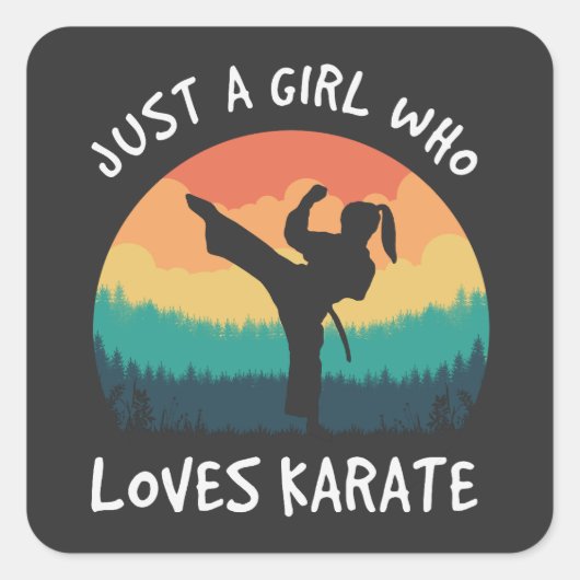 空手が大好きな女の子 – レトロ空手ガール スクエアシール (正面)
