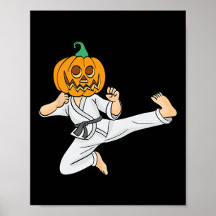 空手が得意なハロウィンの仮装 楽チンなクールな格闘技のデザイン ポスター
