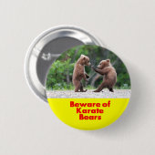 空手くまの用心して下さい 缶バッジ (正面&裏面)