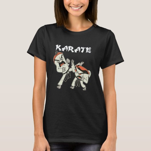空手で戦う面白いティーカップ Tシャツ (正面)