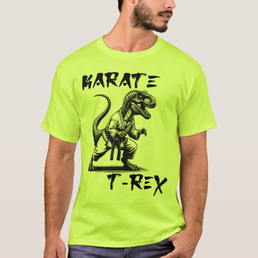 空手のティラノサウルス恐竜Tシャツ Tシャツ (正面)