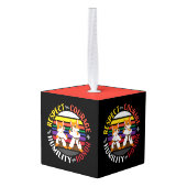 空手の価値観 – かわいいスパーリングキツネシルエット キューブオーナメント (裏面アングル)