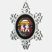 空手の価値観 – かわいいスパーリングキツネシルエット スノーフレークピューターオーナメント (右)