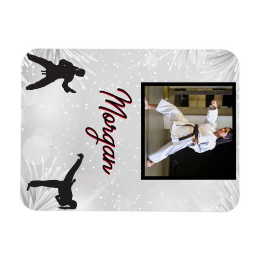 空手の冬疑問に思の写真と名前 マグネット (横)