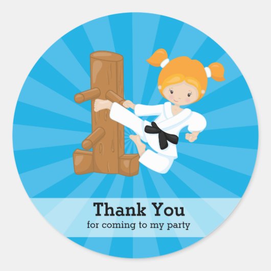 空手の子供 ラウンドシール (正面)