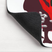 空手の戦い、赤い円の背景のシルエット マウスパッド (コーナー)