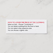 空手の数学のリンZazzleの名刺 スキニー名刺 (裏面)