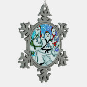 空手の武道の雪だるまのオーナメント スノーフレークピューターオーナメント (左)