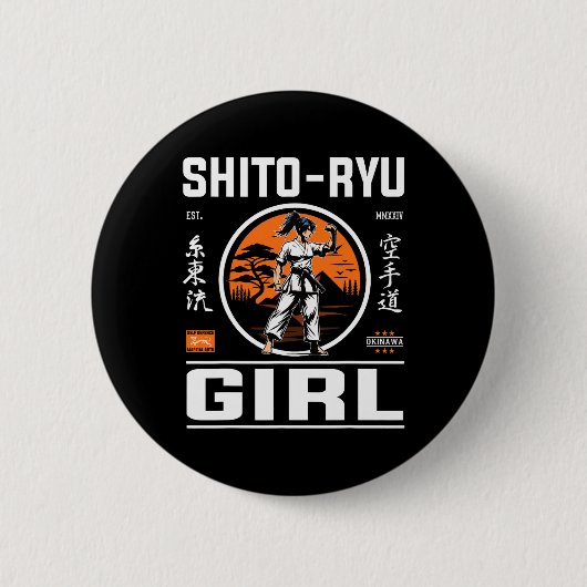空手の精妙さとスタイルをデザインに取り入れた、龍の少女！ 缶バッジ (正面)