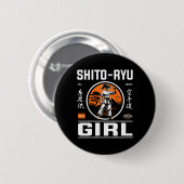 空手の精妙さとスタイルをデザインに取り入れた、龍の少女！ 缶バッジ (正面&裏面)