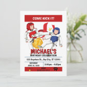 空手の誕生日パーティー招待状（男の子用） 招待状 (スタンド正面)
