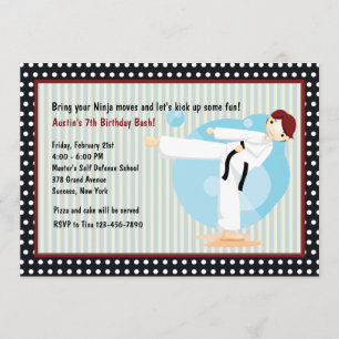 空手の蹴りの誕生日のパーティの招待状 招待状