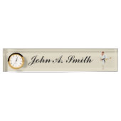 空手の蹴る黒帯のカスタマイズ可能な名前 デスクネームプレート (正面)