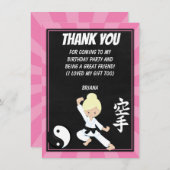 空手の金髪少女パーティー感謝カード 招待状 (正面/裏面)