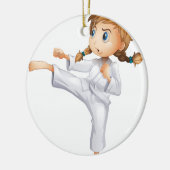 空手をしている勇敢な女の子 セラミックオーナメント (左)