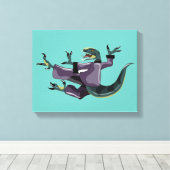 空手を行うラプターのイラストレーション。 キャンバスプリント (インサイチュ (ウッドフロア))