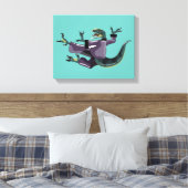 空手を行うラプターのイラストレーション。 キャンバスプリント (インサイチュ (寝室))