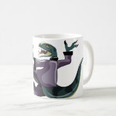 空手を行うラプターのイラストレーション。 コーヒーマグカップ (正面右)