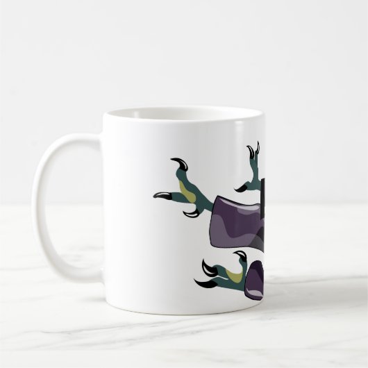 空手を行うラプターのイラストレーション。 コーヒーマグカップ (左)