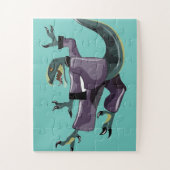 空手を行うラプターのイラストレーション。 ジグソーパズル (縦)