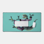 空手を行うラプターのイラストレーション。 デスクマット (キーボード&マウス)