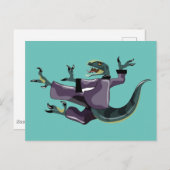 空手を行うラプターのイラストレーション。 ポストカード (正面/裏面)